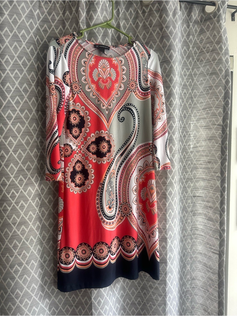 INC International Concepts Coral and Black Paisley Shift Tunic